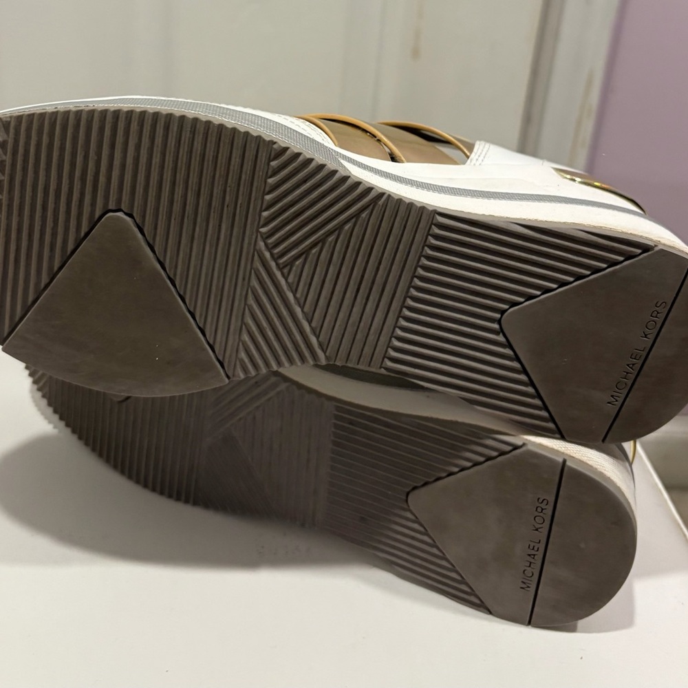Michael Kors White and Gold Mesh Sneakers - Picture 4 of 6